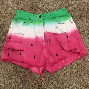 Handmade High-Waisted Watermelon Shorts